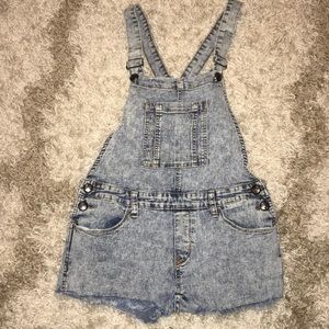 AQ Denim Cut-Off Overalls - Acid Wash